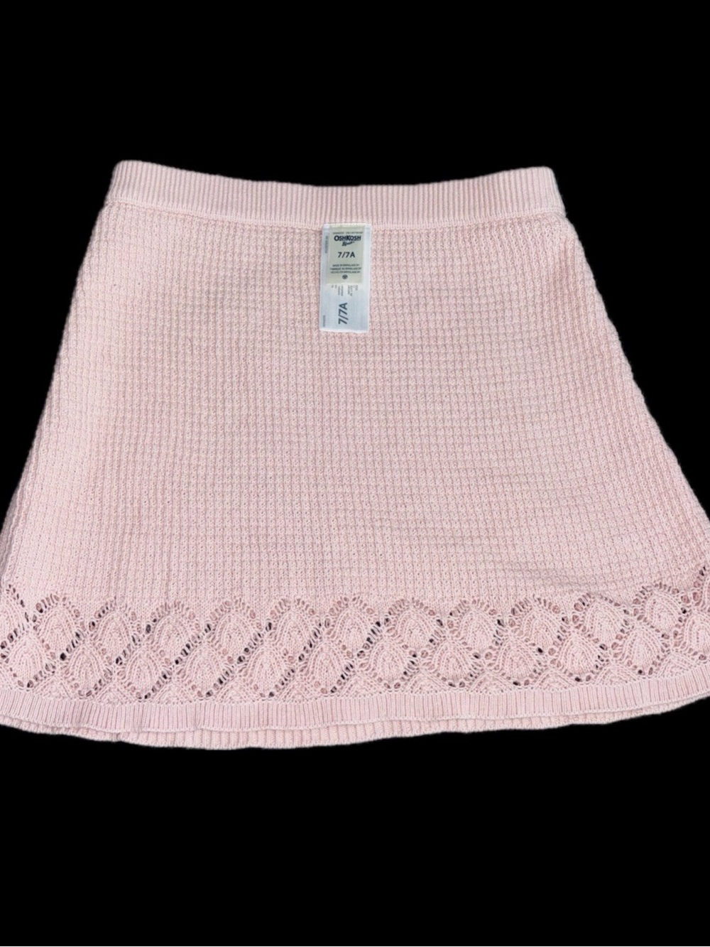 Girls Pointelle crotchet Knit Skirt- Pink | Size: 7 OSH KOSH